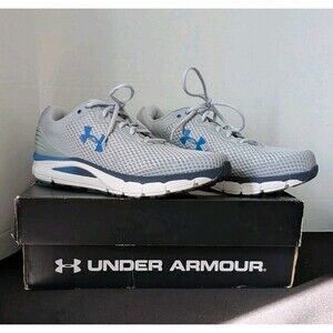 Under Armour Mens 13 Charged Intake 5 UA Gray Blue Running Shoes 3023549 Sneaker